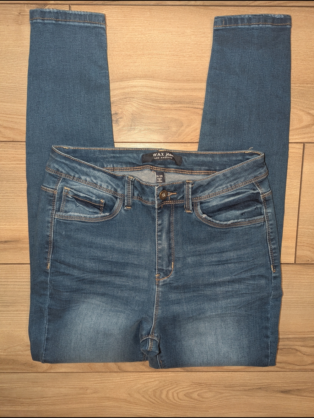 Wax Jean Blue Skinny Mid-Rise Stretch Jeans
